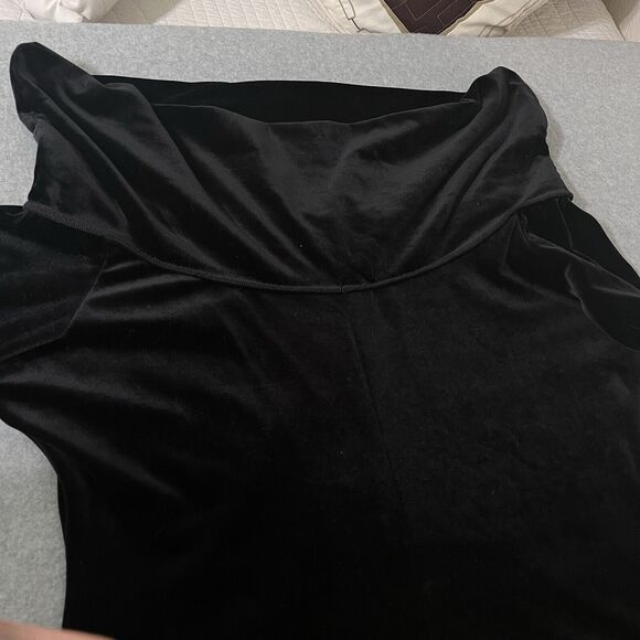 Posh Black Velvet Maxi Gown Dress Boat Neck /Cowl Neck Goth Classy Event Sexy - Picture 7 of 14